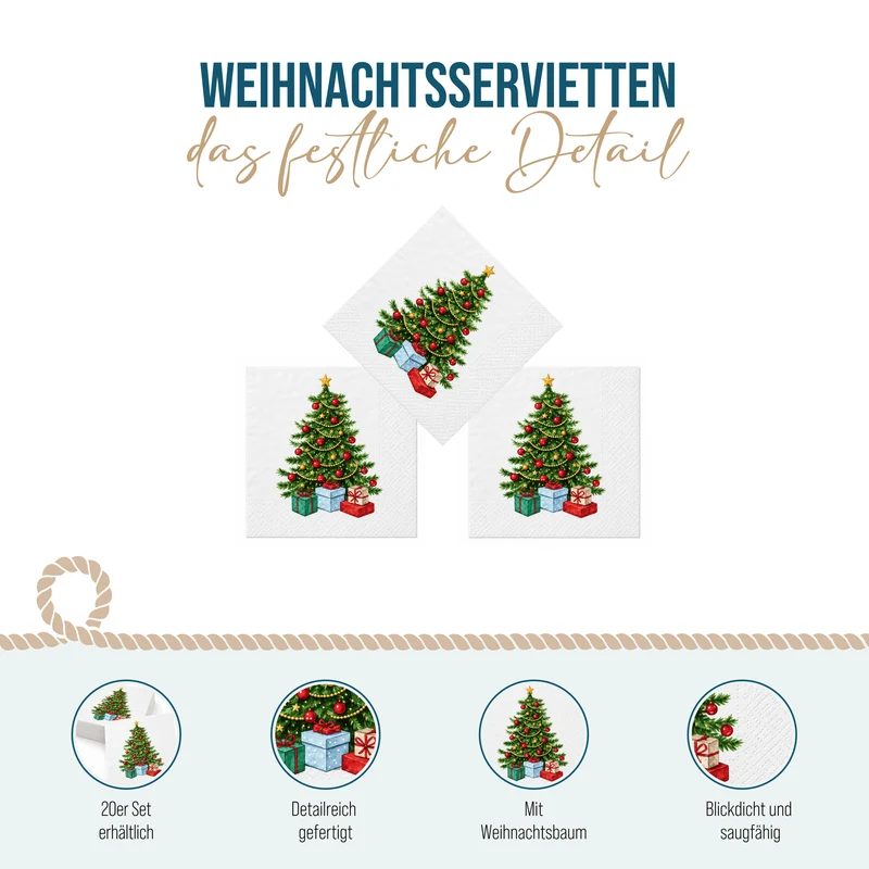 Servietten Weihnachten Tannenbaum 33 × 33 cm 20er 3-lagig