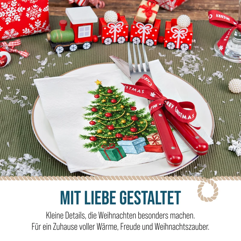 Servietten Weihnachten Tannenbaum 33 × 33 cm 20er 3-lagig