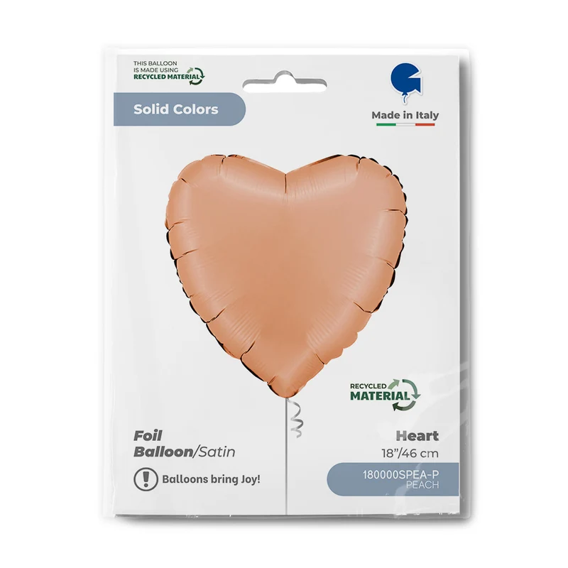 18"/Ø46cm Herz Folienballon Uni | Satin Peach