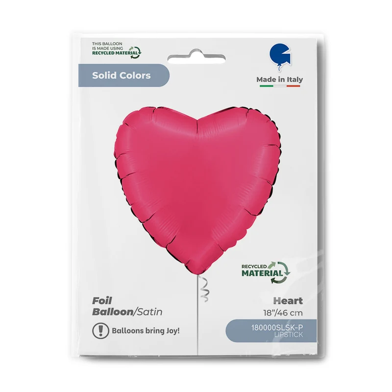 18"/Ø46cm Herz Folienballon Uni | Satin Lipstick
