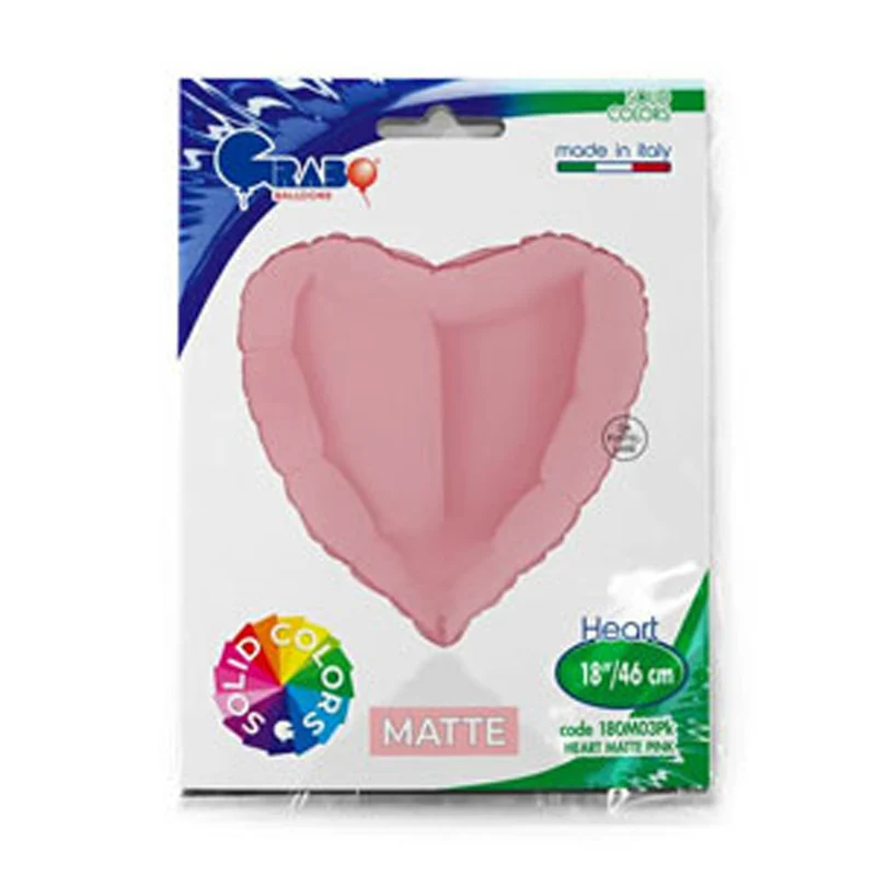 18"/Ø46cm Herz Folienballon Uni | Matte Satin Pink