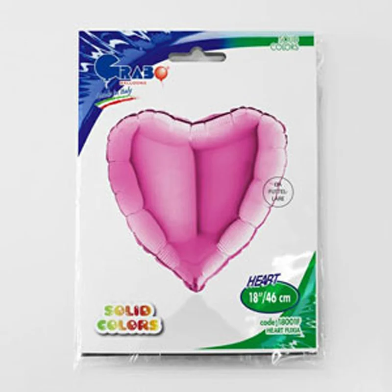 18"/Ø46cm Herz Folienballon Uni | Fuchsia