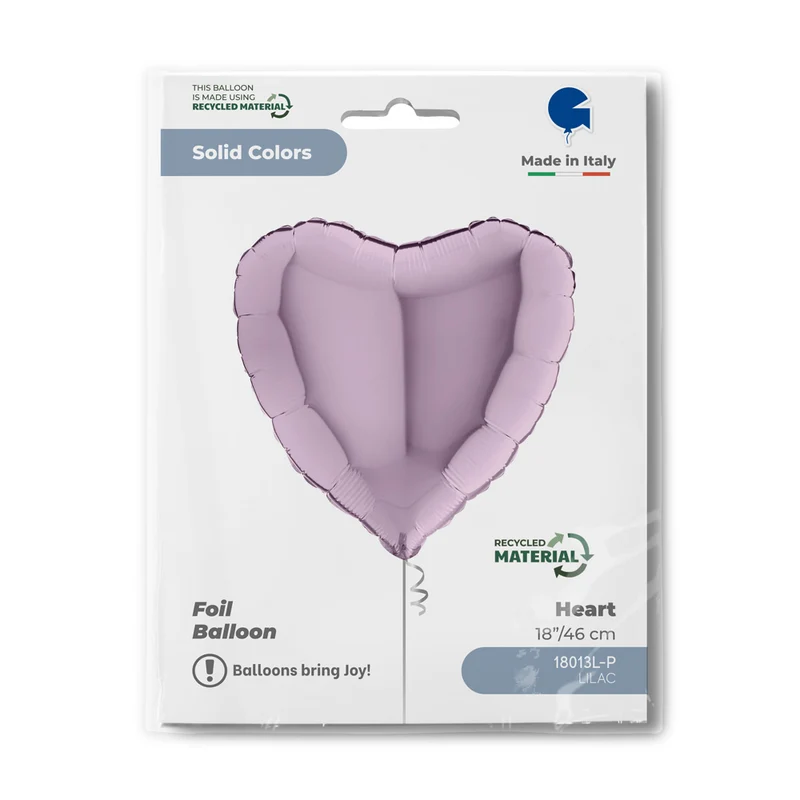 18"/Ø46cm Herz Folienballon Uni | Lavendel
