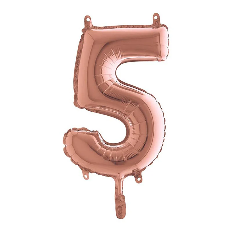 14"/Ø36cm Mini Zahlen Folienballon | Rosegold #5