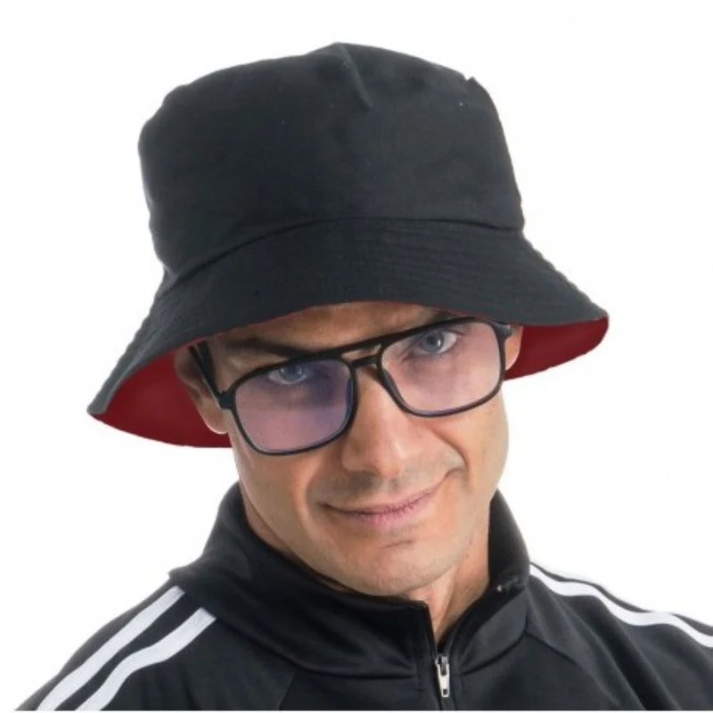 Rapper Set 2-teilig | Wendehut Schwarz/Rot mit Brille