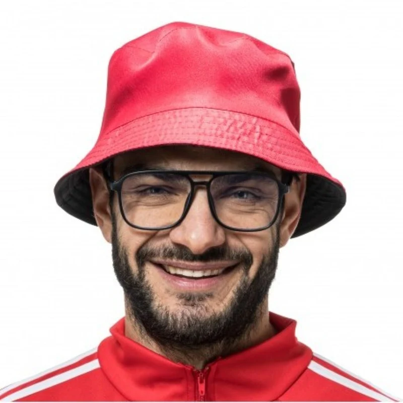 Rapper Set 2-teilig | Wendehut Schwarz/Rot mit Brille