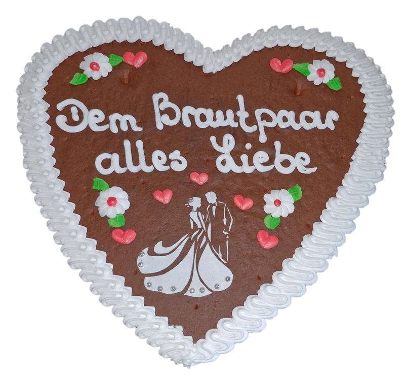 Lebkuchenherz XXL (46x43cm), Dem Brautpaar alles Liebe