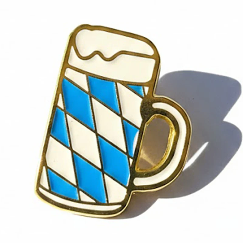 Maßkrug Pin weiß-blau – Rauten Trachten-Anstecker