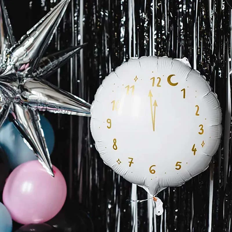 18"/Ø45cm Folienballon "Happy New Year" Uhr