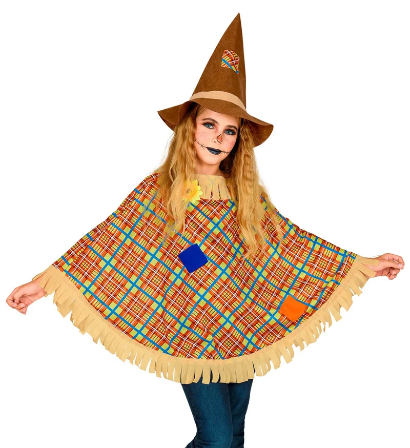 Kostüm Vogelscheuche für Kinder - Poncho und Hut | Halloween Karneval