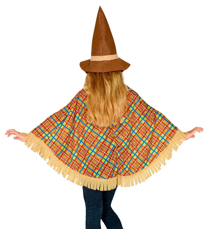 Kostüm Vogelscheuche für Kinder - Poncho und Hut | Halloween Karneval