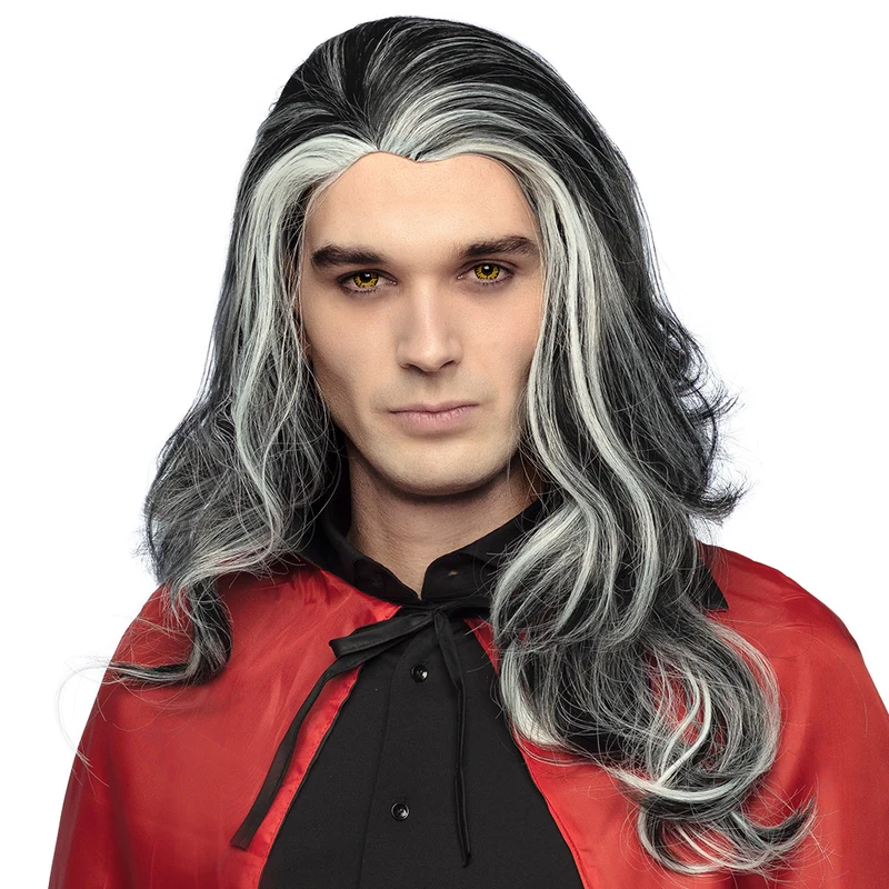 Vampir Perücke "Louis" für Herren - 86083 | Schwarz/Weiß