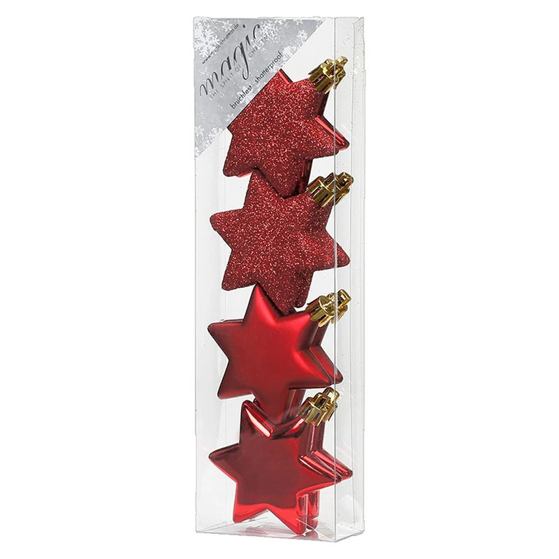 Weihnachtssterne Rot | Ø 6 cm | 8 Stück | Kunststoff bruchsicher | Glänzend & matt