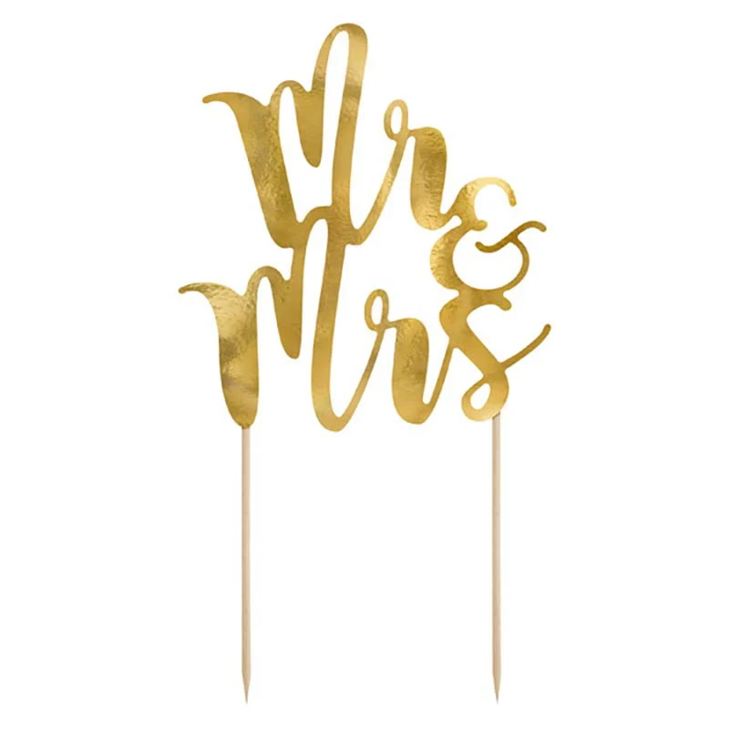 Tortendeko Hochzeit "Mr & Mrs" 25,5cm | Gold