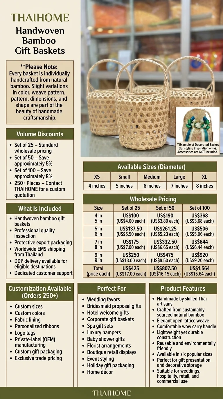 YA NI DA Handwoven Bamboo Gift Baskets (Wholesale)