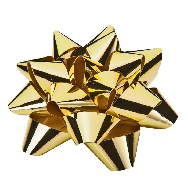 Geschenkband Goldina-Polyband-Rosette metallic 80mm Gold