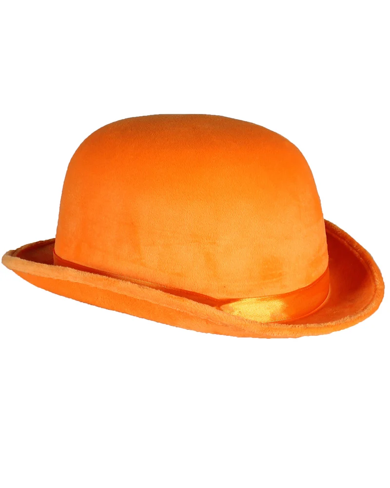 Melone "Top Colour" Velour mit Satinband 60 cm | Neon Orange