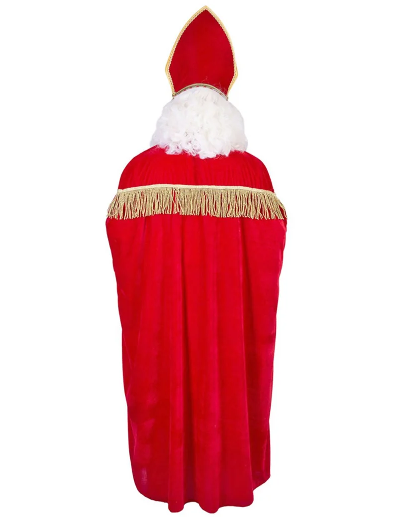 Heiliger Bischof Sankt Nikolaus Kostüm für Herren mit Mitra | Rot Weiß