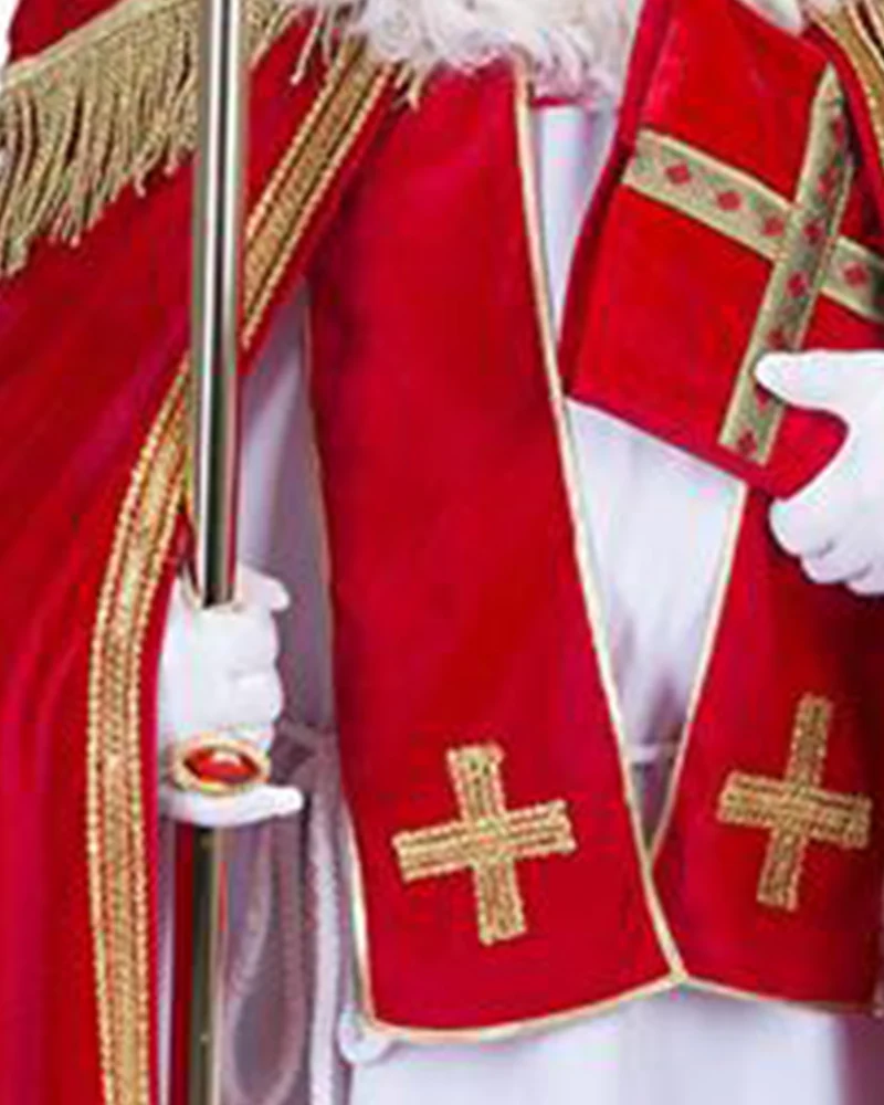 Heiliger Bischof Sankt Nikolaus Kostüm für Herren mit Mitra | Rot Weiß