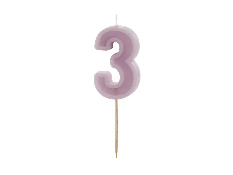 Zahlenkerze #3 | 6 cm Lila