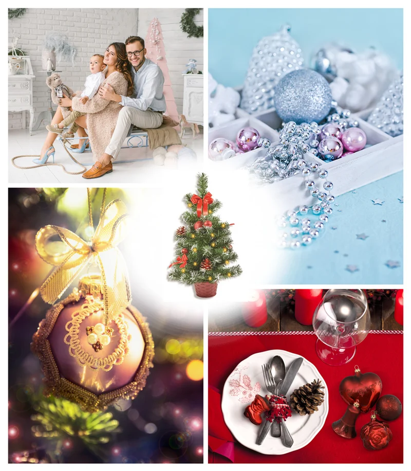 Geschmückter Weihnachtsbaum mit 20er LED Lichterkette - 50cm | 20259 - Rot