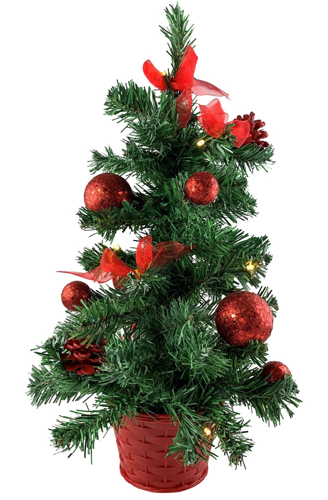 Geschmückter Weihnachtsbaum mit 20er LED Lichterkette - 50cm | 20259 - Rot