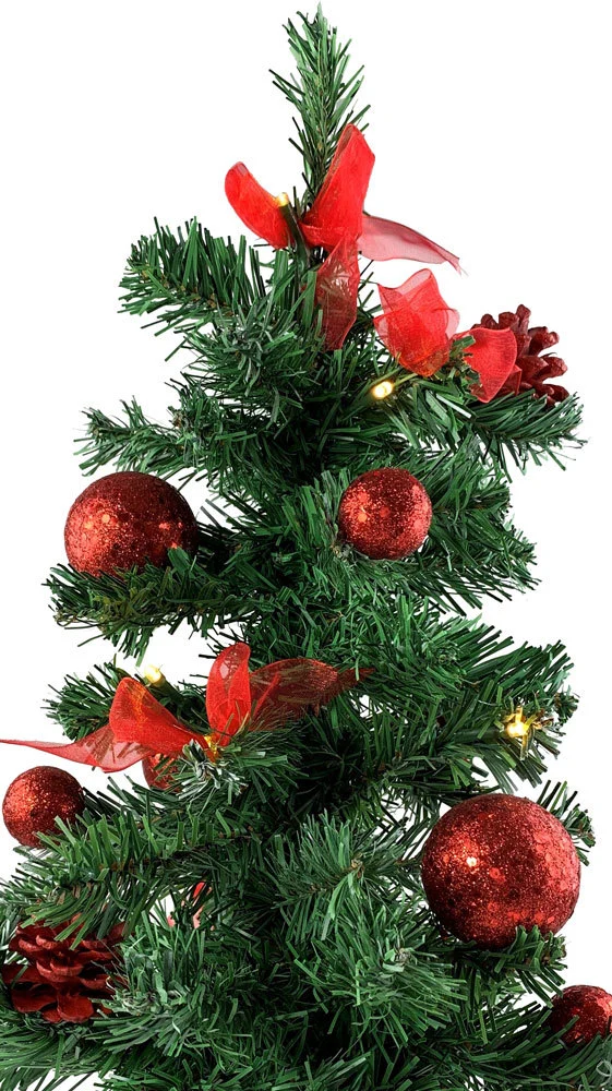 Geschmückter Weihnachtsbaum mit 20er LED Lichterkette - 50cm | 20259 - Rot