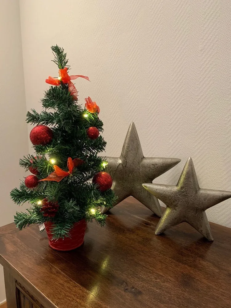 Geschmückter Weihnachtsbaum mit 20er LED Lichterkette - 50cm | 20259 - Rot