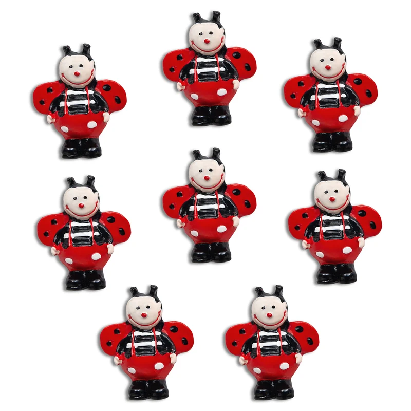 Poly Marienkäfer Figuren Set, 8 Stück, Glücksbringer, ca. 3,5 cm