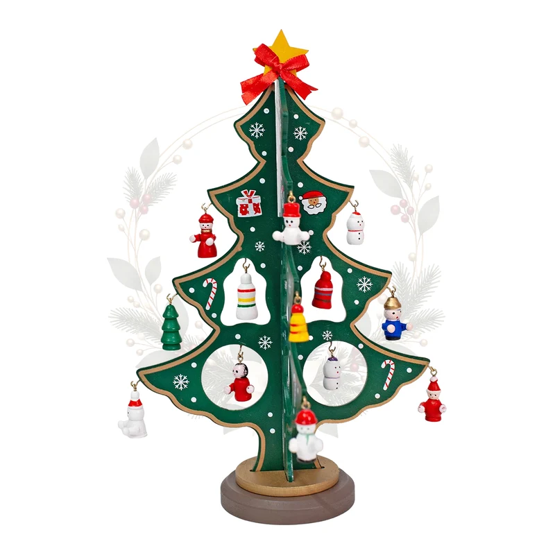 Weihnachtsbaum aus Holz mit Anhängern, ca. 25 cm