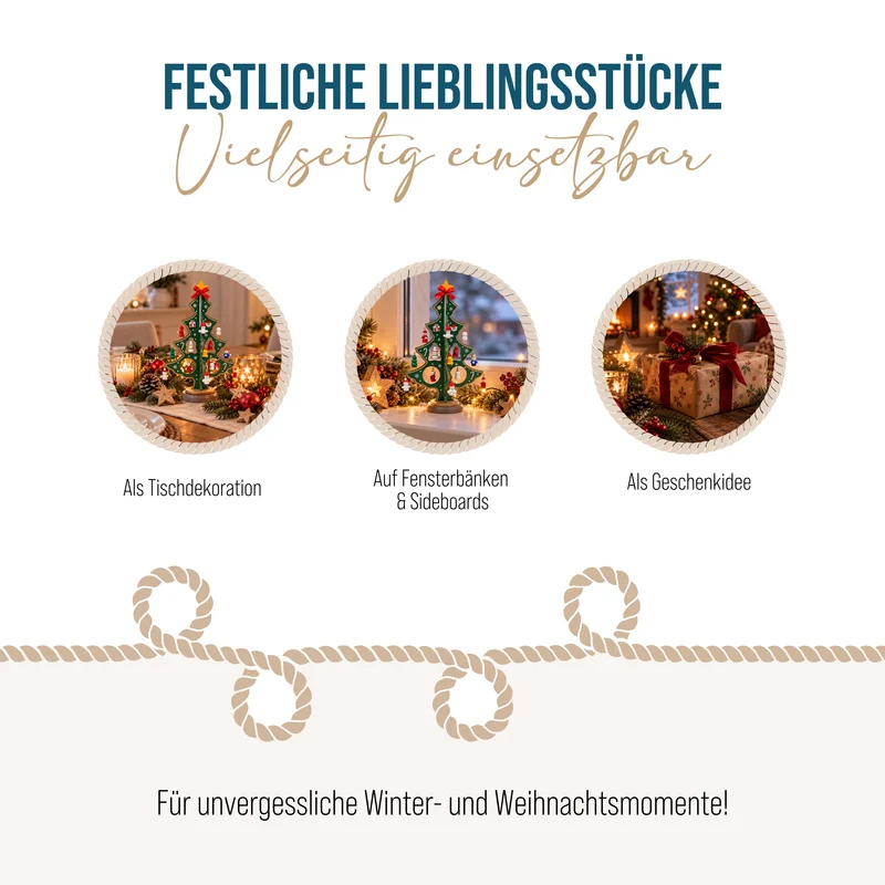 Weihnachtsbaum aus Holz mit Anhängern, ca. 25 cm