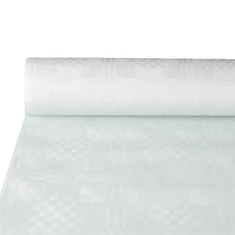 Tischdecke Papier Damastprägung 10x1,2m | Weiß