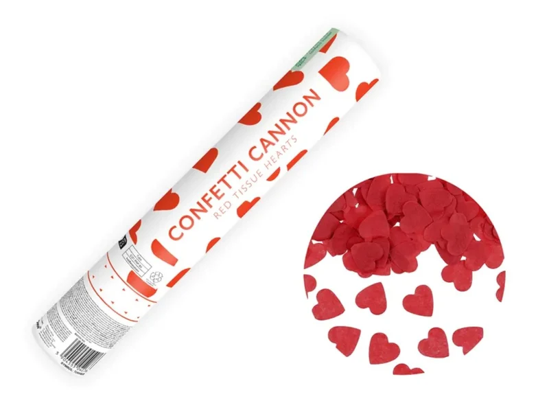 Konfettishooter 28 cm | Rote Herzen