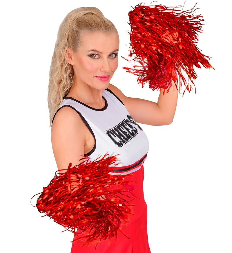 Cheerleader Pompon 2 Stück | Metallic Rot