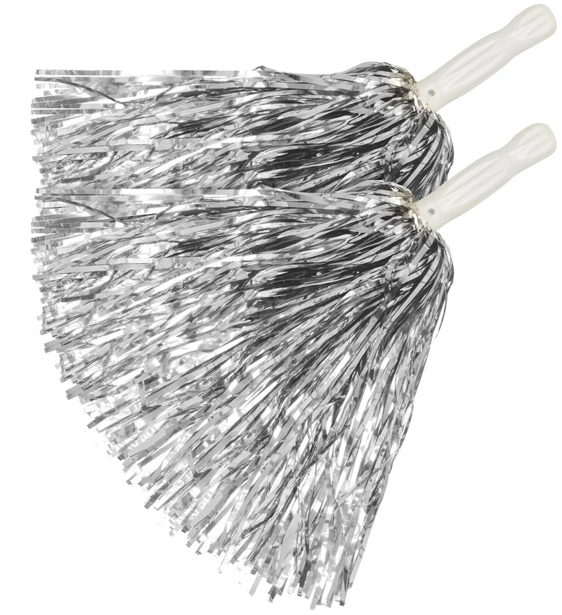 Cheerleader Pompon 2 Stück | Metallic Silber
