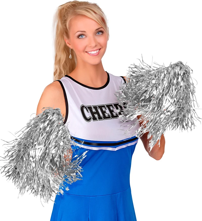 Cheerleader Pompon 2 Stück | Metallic Silber