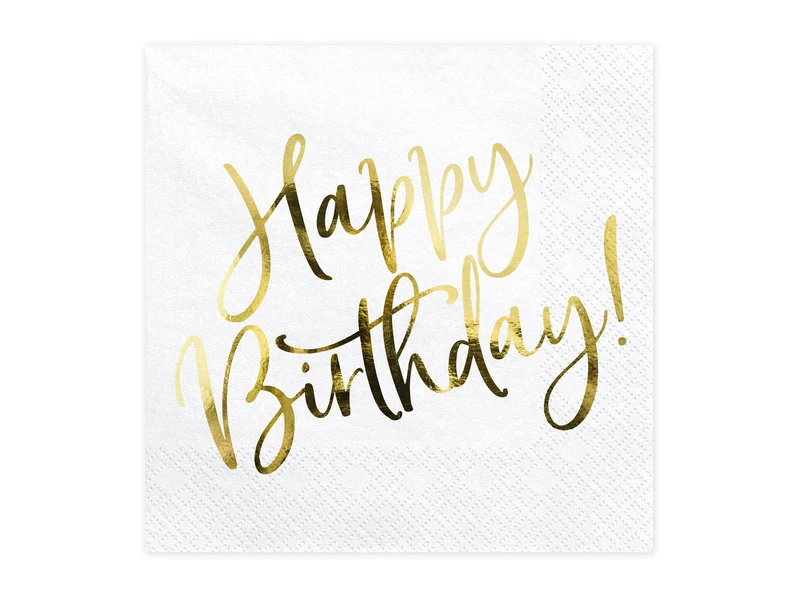 Servietten "Happy Birthday Gold" 20Stk./33x33cm