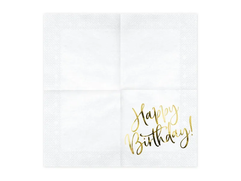 Servietten "Happy Birthday Gold" 20Stk./33x33cm
