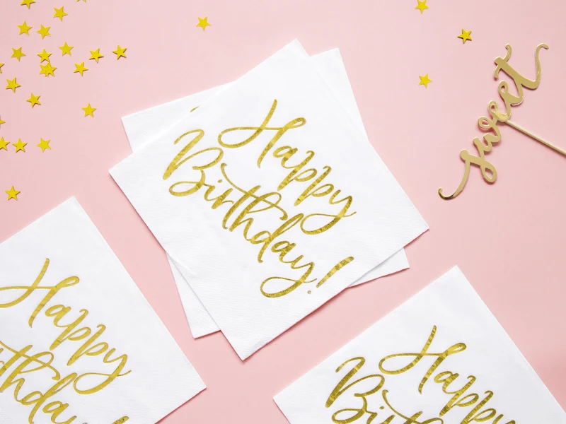 Servietten "Happy Birthday Gold" 20Stk./33x33cm