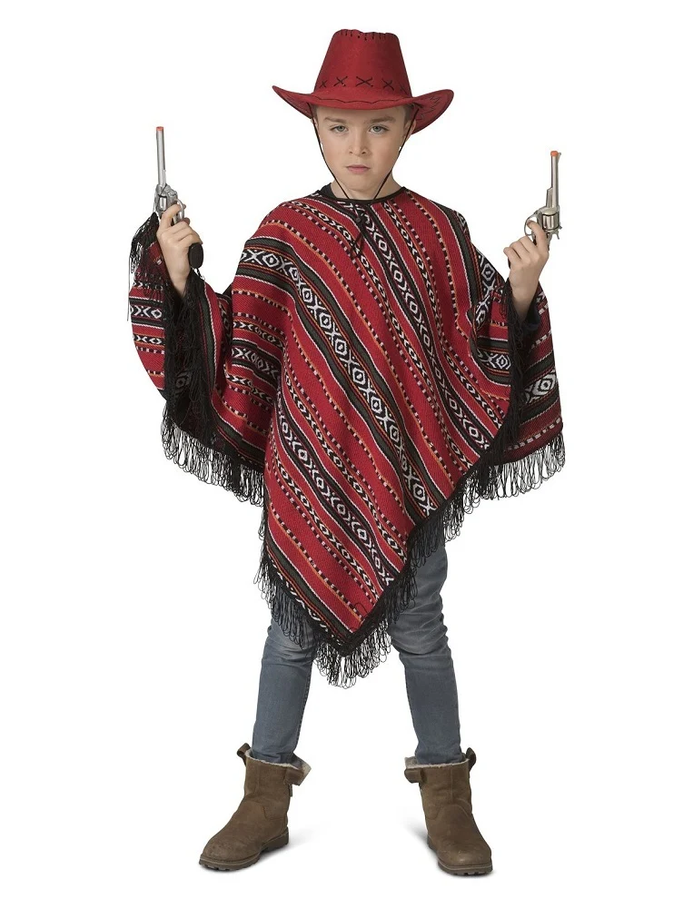 Mexikaner Poncho für Kinder "Milan" | Rot