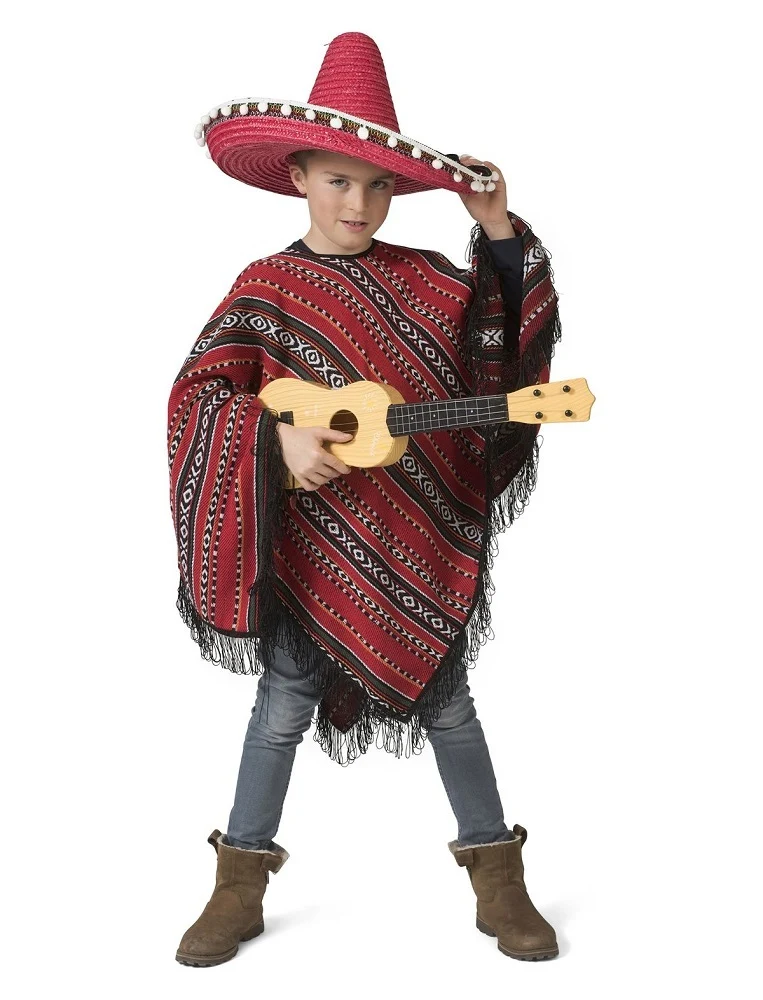 Mexikaner Poncho für Kinder "Milan" | Rot