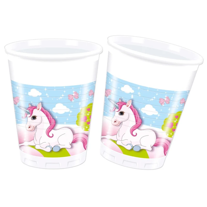 Plastikbecher Einhorn 8Stk./200ml Neu