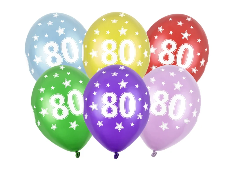 6 Stk. Latexballon Ø30cm "Happy Birthday" | Zahl #80