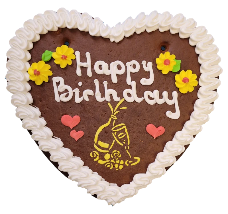 Lebkuchenherz L (27x28cm), Happy Birthday