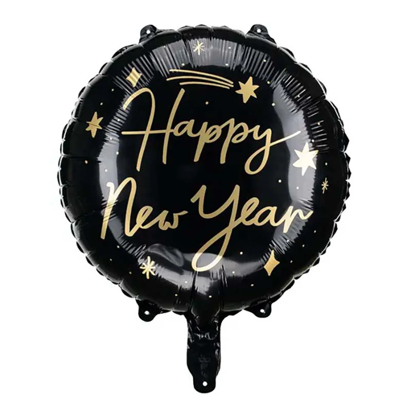 18"/Ø45cm Folienballon "Happy New Year" | Schwarz