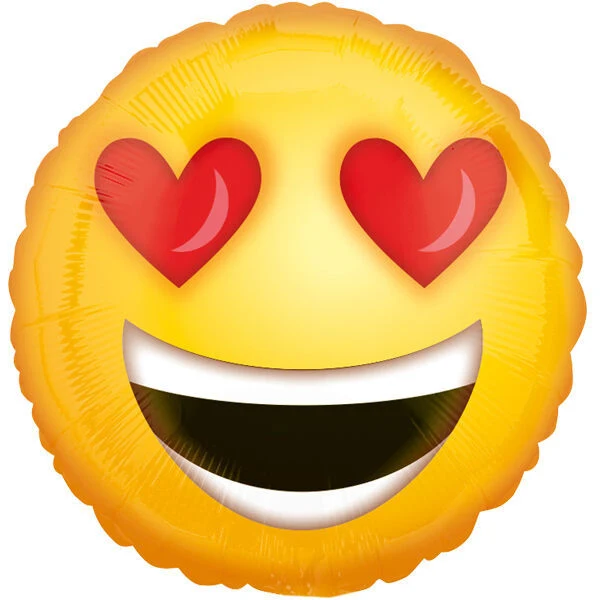 18"/Ø43cm Folienballon "Love Emoticon" Smiley Herzen | Gelb