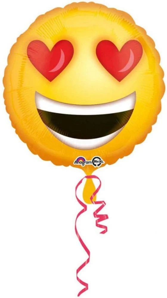 18"/Ø43cm Folienballon "Love Emoticon" Smiley Herzen | Gelb