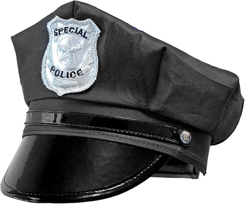 Polizei Mütze für Erwachsene | Schwarz