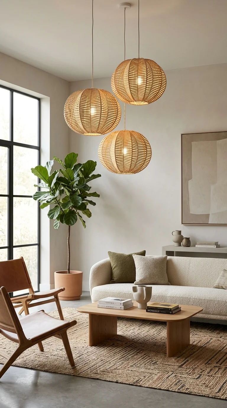 PALAVEE Star Shaped Rattan Pendant Light