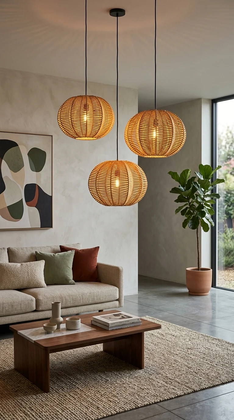 PALAVEE Star Shaped Rattan Pendant Light